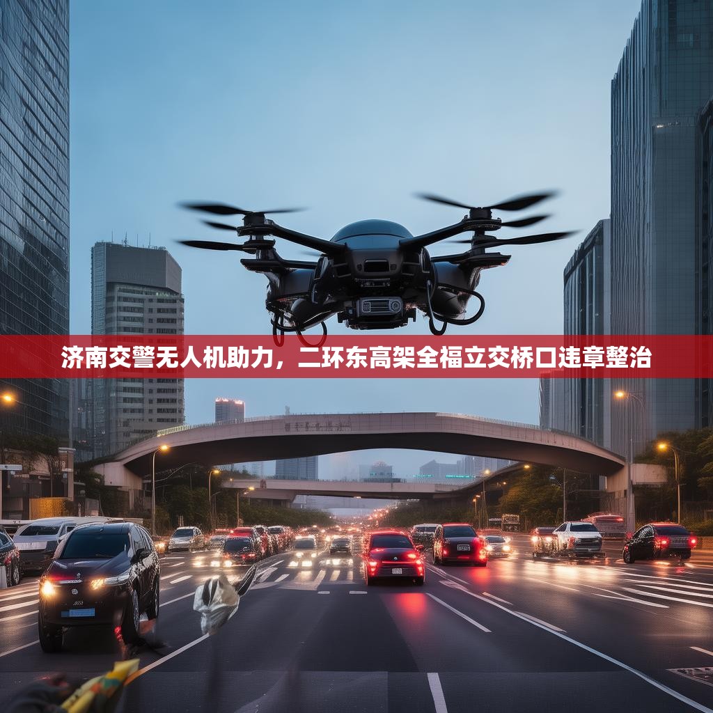济南交警无人机助力，二环东高架全福立交桥口违章整治