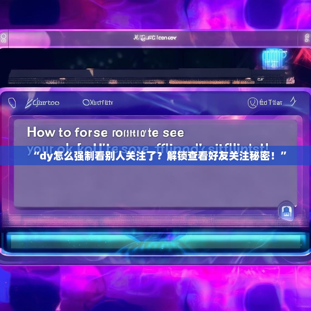 “dy怎么强制看别人关注了？解锁查看好友关注秘密！”